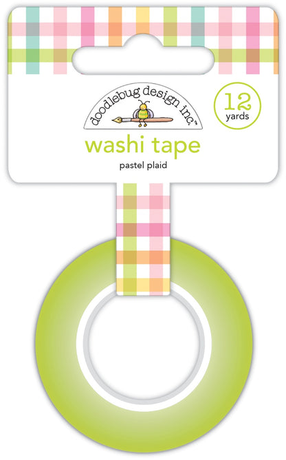 Doodlebug Bunny Hop Washi Tape PASTEL PLAID 12 Yards