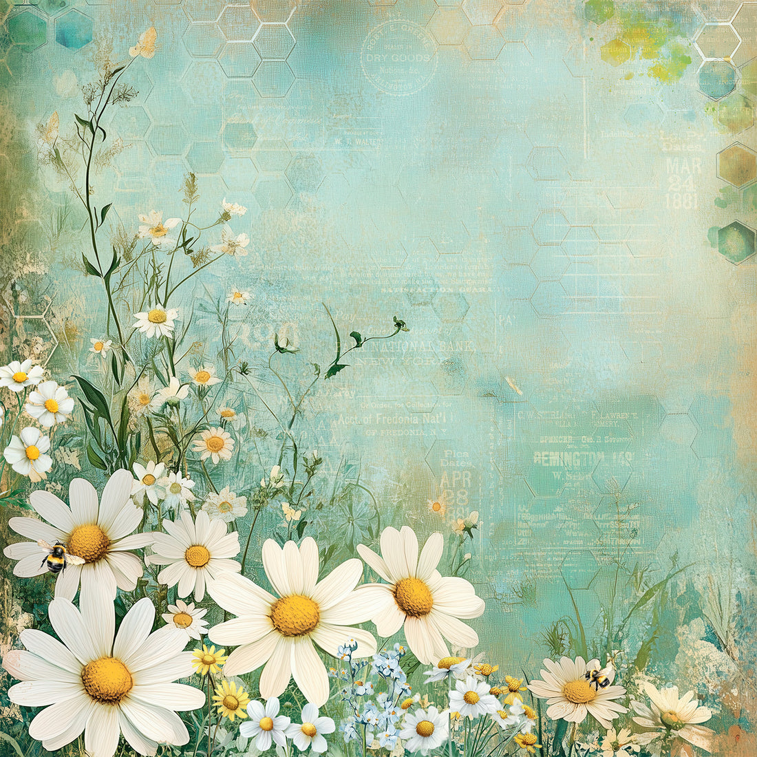 49 and Market BOTANICAL BUZZ 12X12 Scrapbook Paper