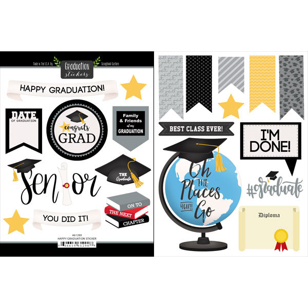 Scrapbook Customs HAPPY GRADUATION Stickers 21pc