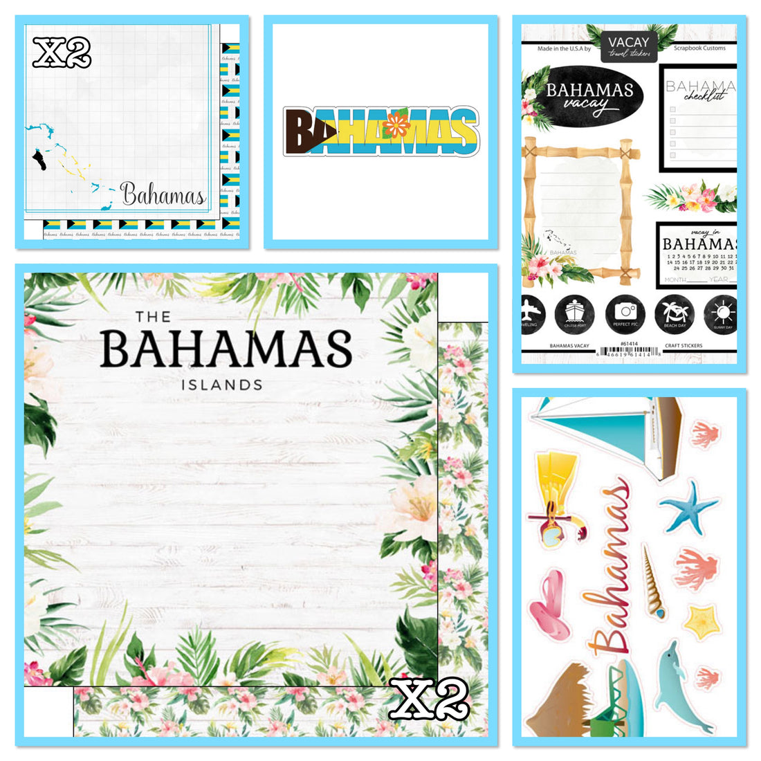 Scrapbooksrus BAHAMAS VACAY 12”X12” Scrapbook Kit