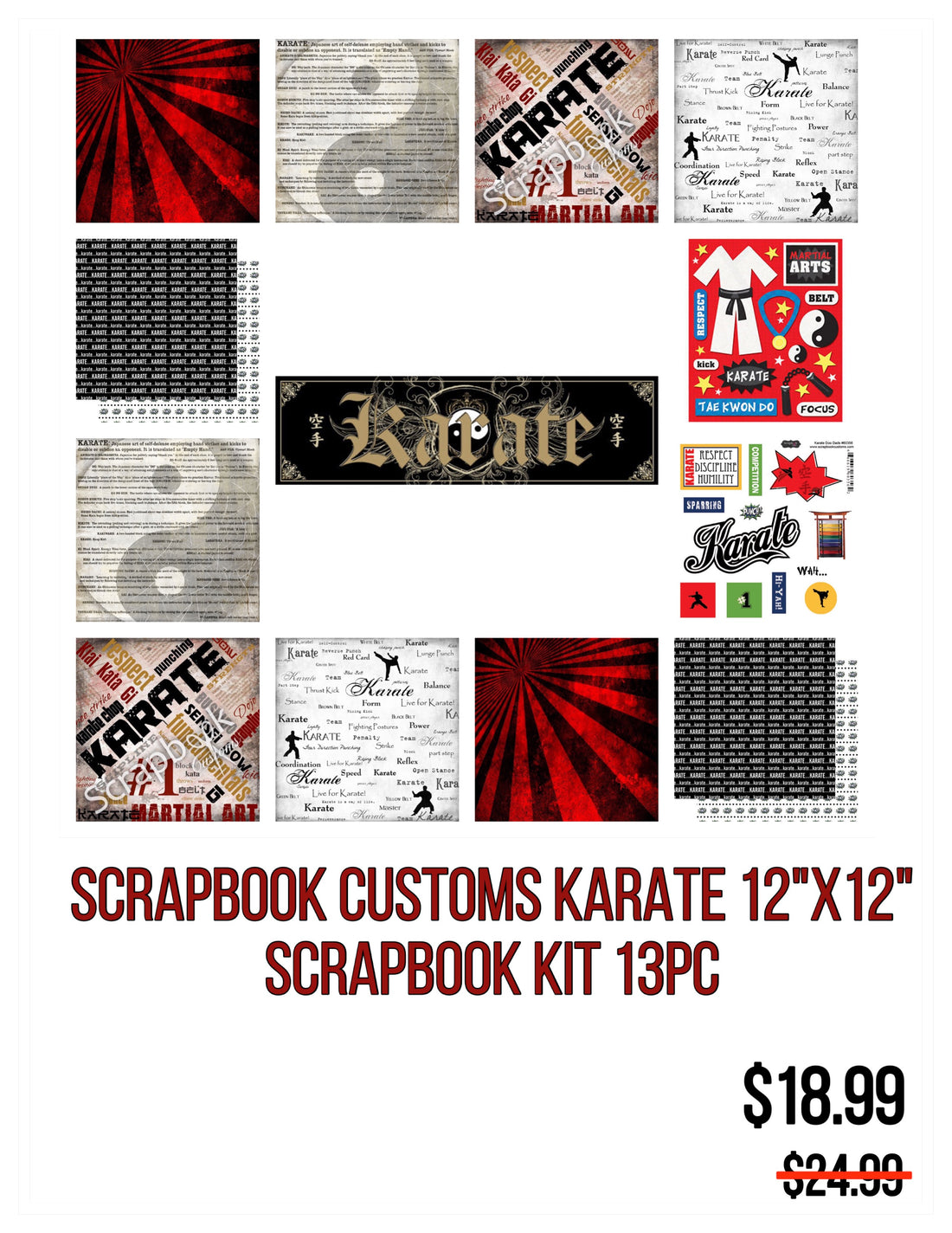 Scrapbook Customs KARATE 12"X12" Scrapbook Kit 13pc