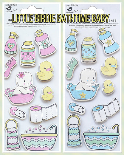 Little Birdie BATHTIME BABY Handmade Embellishments 11p