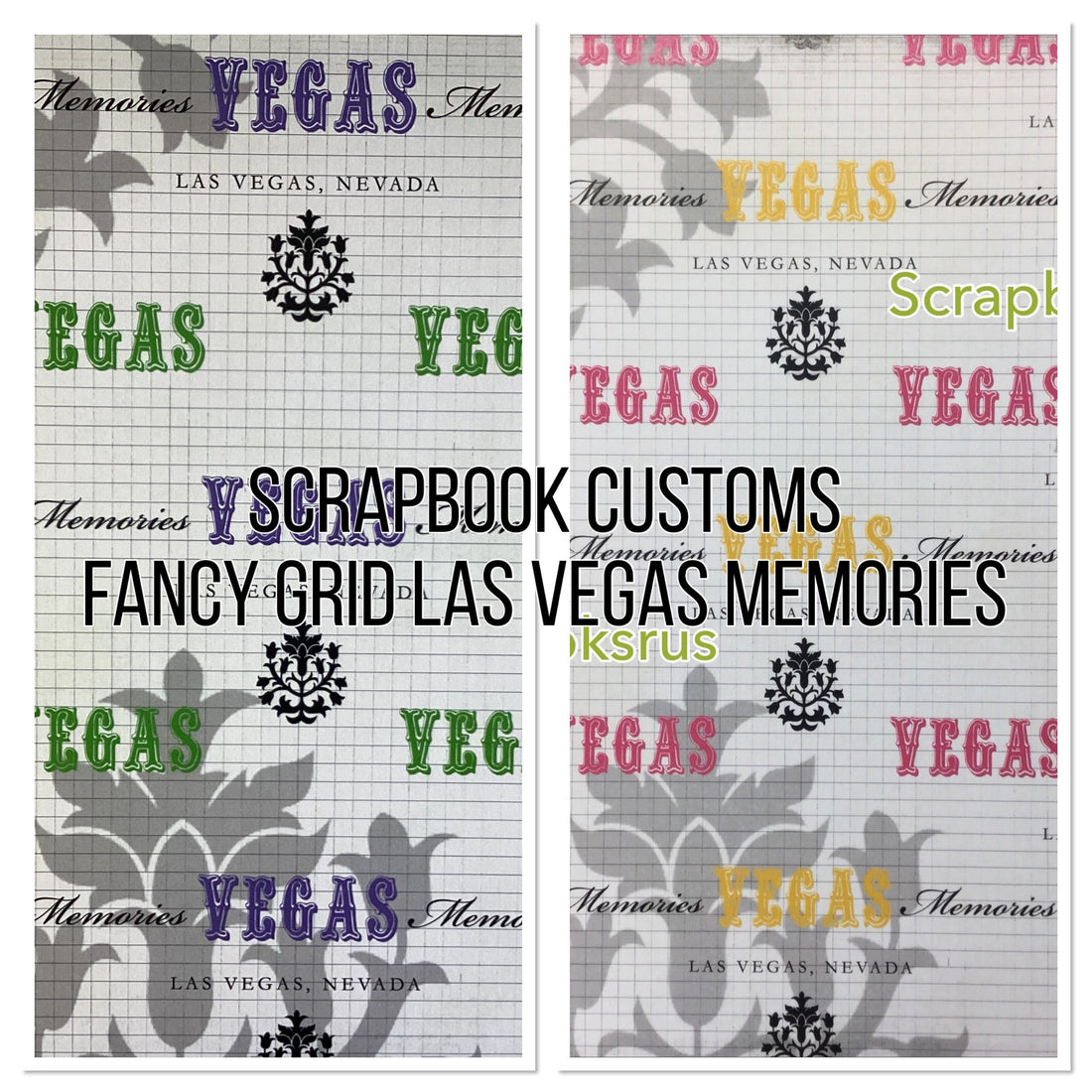 Fancy Grid LAS VEGAS MEMORIES 12&quot;X12&quot; Scrapbook Paper