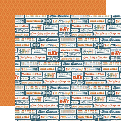 Echo Park SUMMER VIBES HELLO SUNSHINE SIGNS 12"X12" DoubleSided Scrapbook Paper
