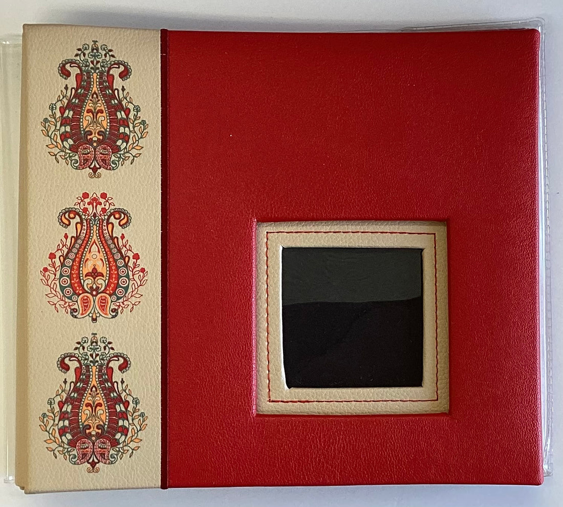 Postbound Album RED FLORAL BORDER Stitched Frame 8"X8" Scrapbook Memory