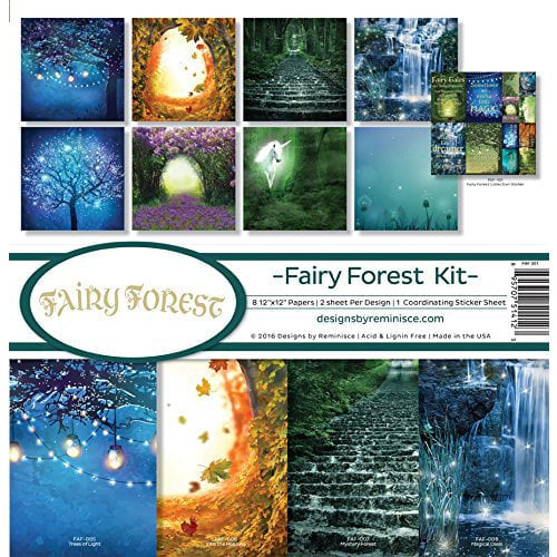 Reminisce FAIRY FOREST KIT 12&quot;X12&quot; Scrapbook Paper Stickers 9pc