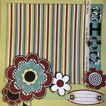 Premade SHES ON THE MOVE (5) 12”X12” Scrapbook Pages