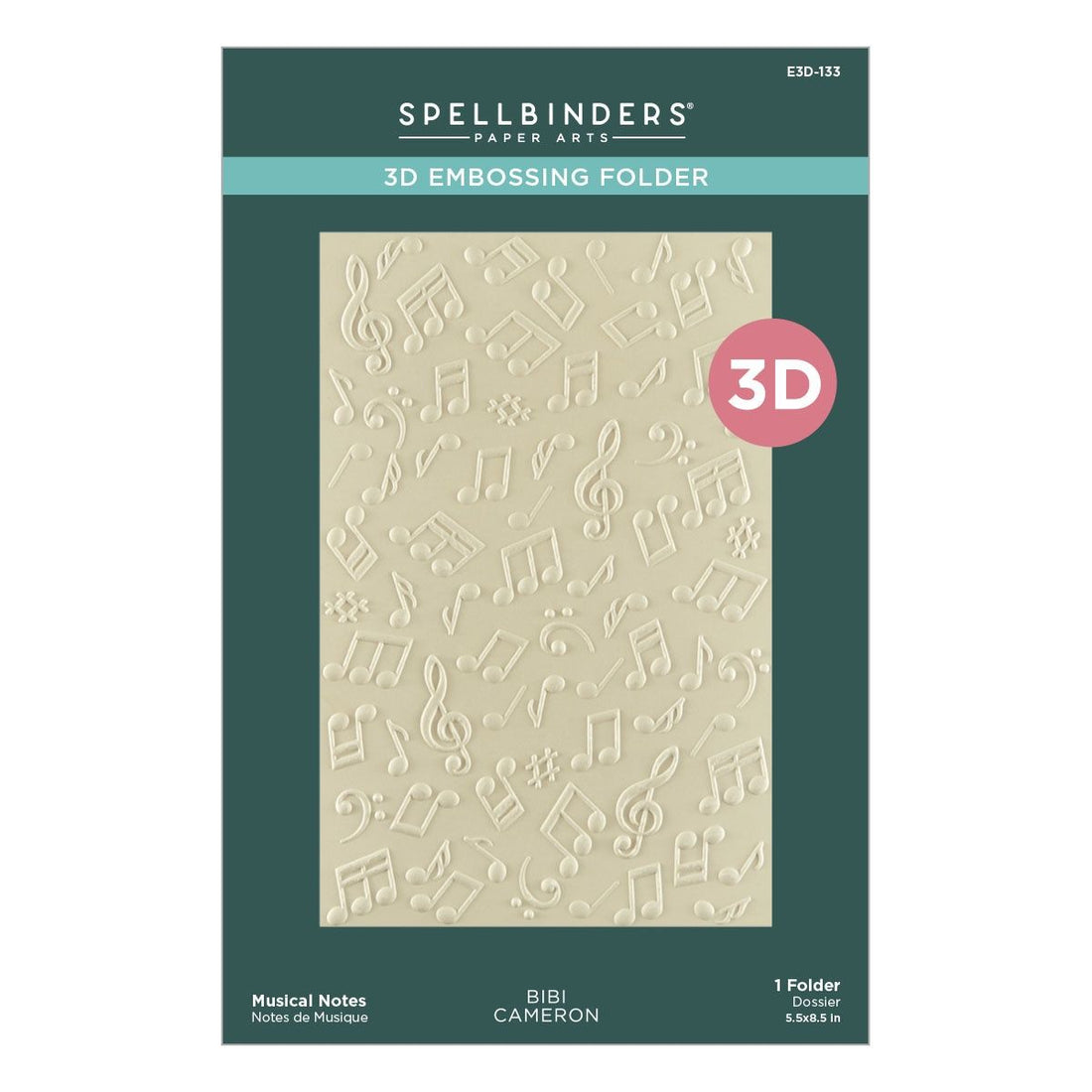 Spellbinders MUSICAL NOTES 3D Embossing Folder 5.5X8.5