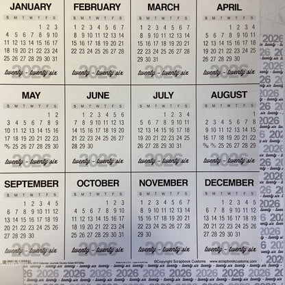 Scrapbook Customs 2026 CALENDAR JOURNALS 12”X12”Scrapbook Paper