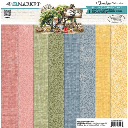 49 and Market WHISPERING WAY 12X12 Solid Cardstock Pack