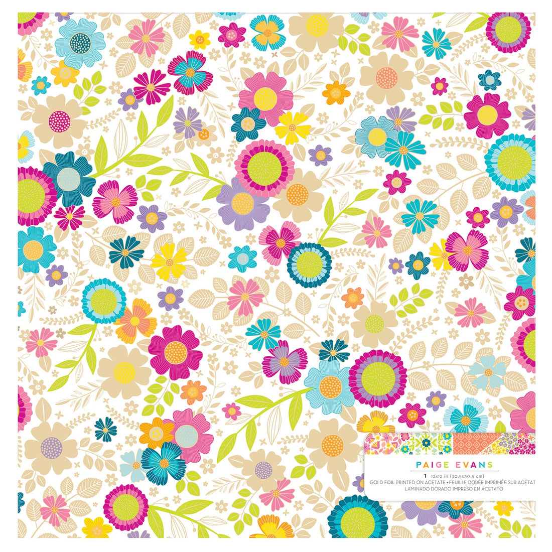 Paige Evans SPLENDID Specialty Paper 12"X12" Gold Foil Printed On Acetate