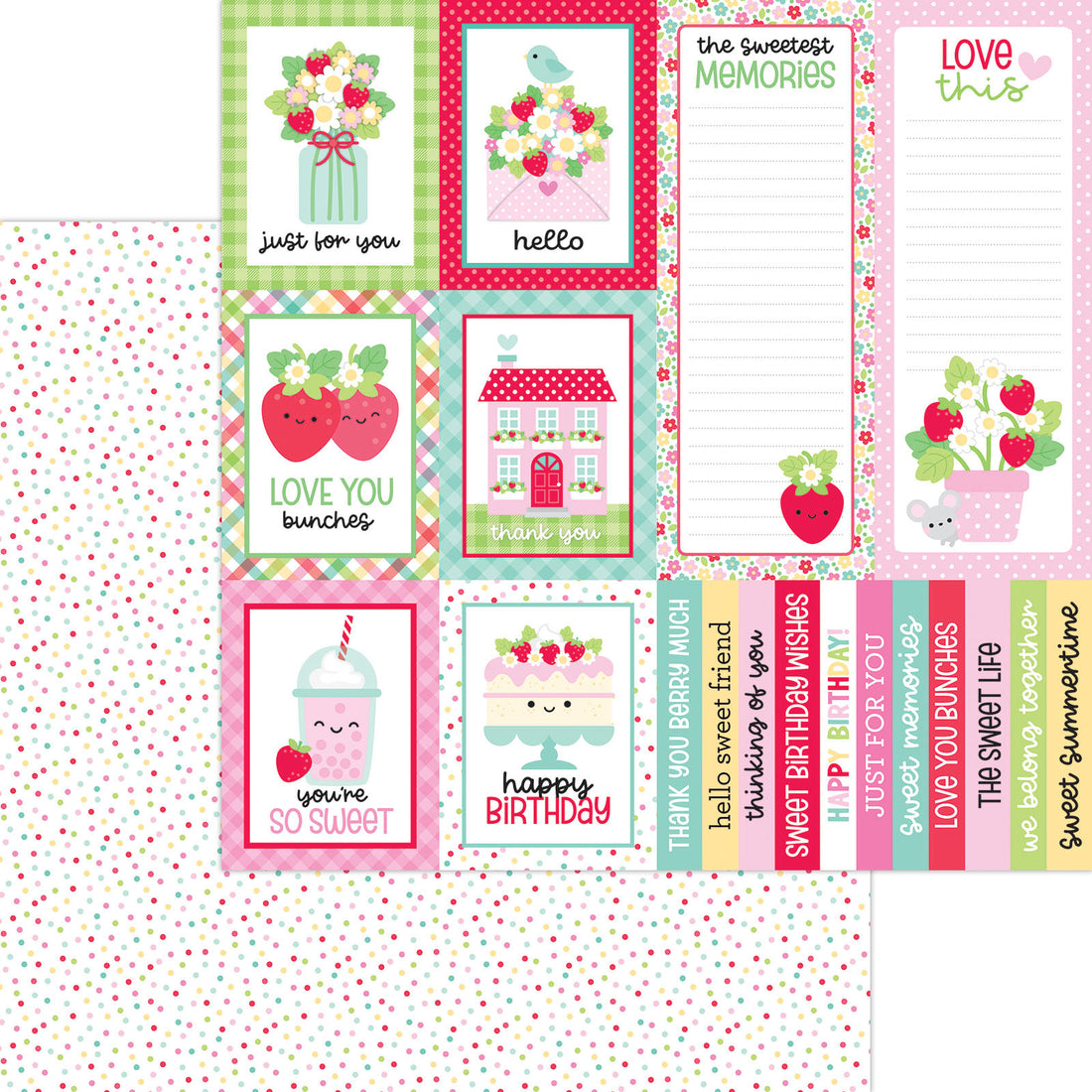 Doodlebug BERRY SWEET 12X12 Scrapbook Paper
