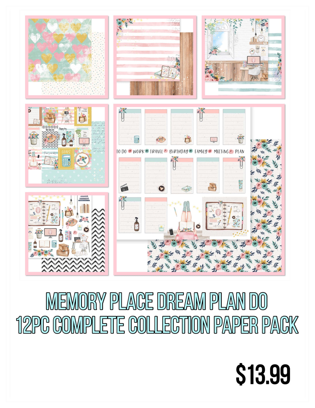 Memory Place DREAM PLAN DO 12X12 Scrapbook Paper