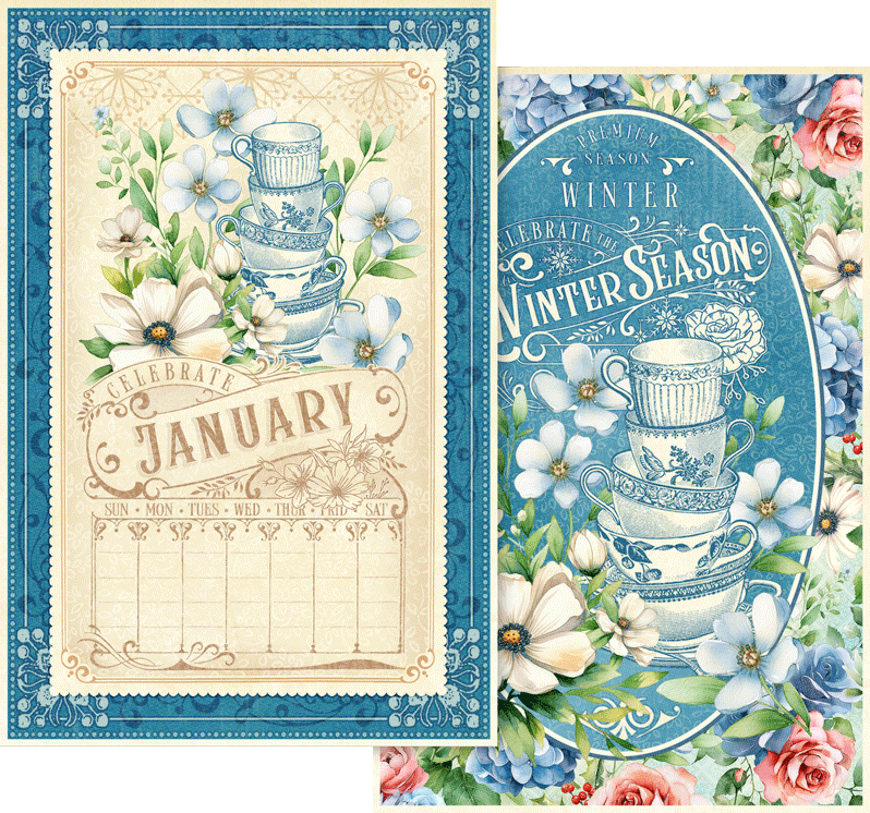 Graphic 45 SEASON TO CELEBRATE Calendar Ephemera Cards