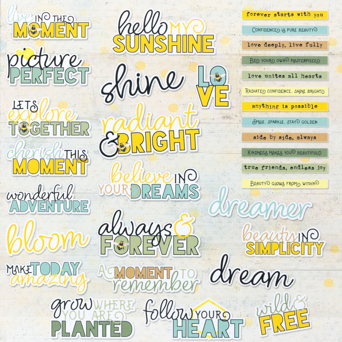 49 and Market BOTANICAL BUZZ Chipboard Words 32pc