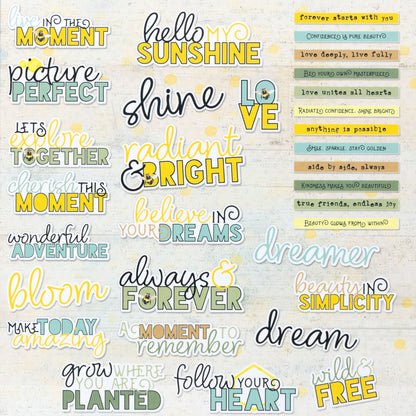 49 and Market BOTANICAL BUZZ Chipboard Words 32pc