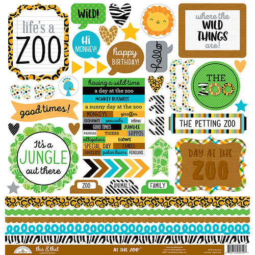 Doodlebug AT THE ZOO 12”X12” Paper Pack 12pc