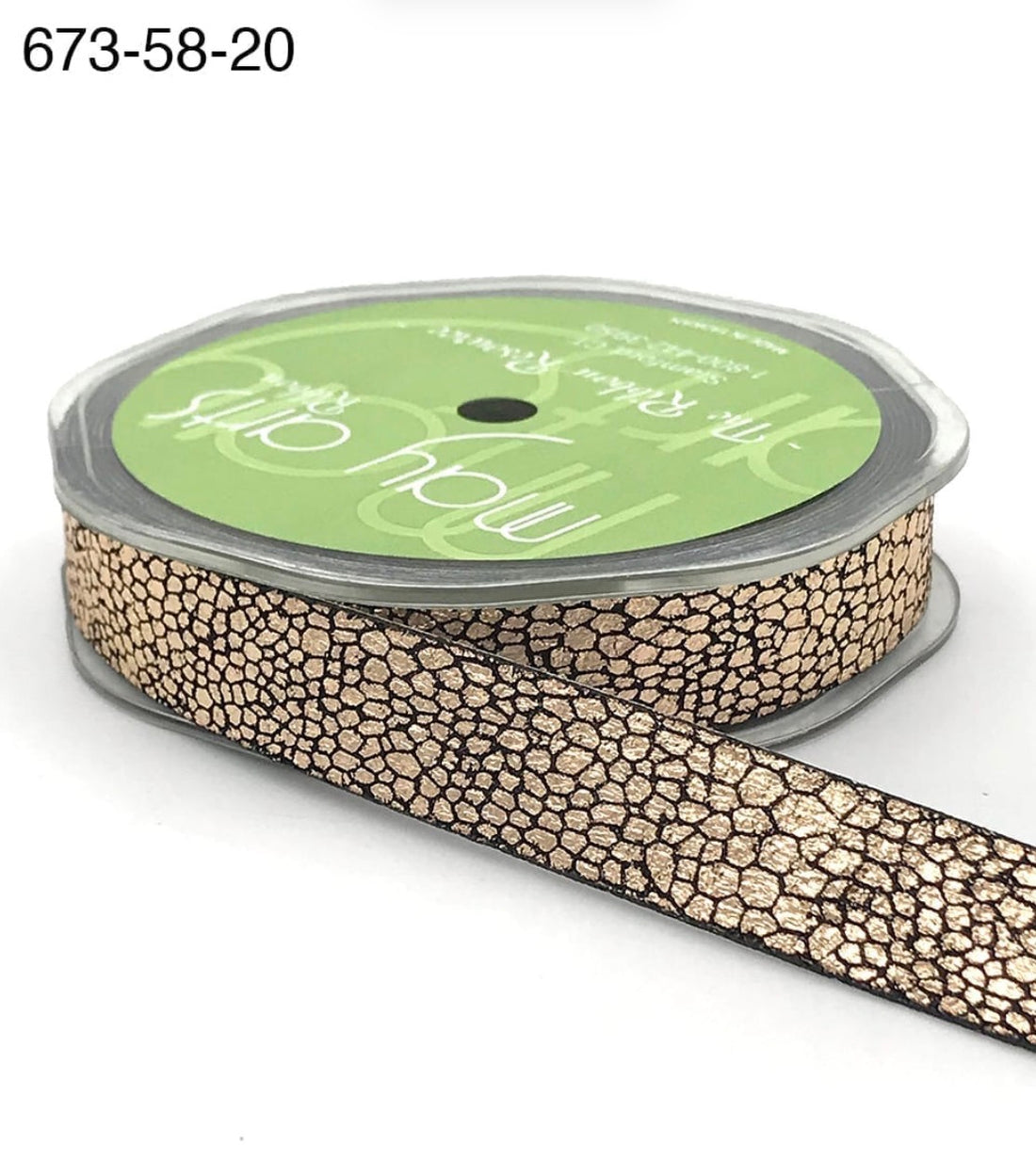 May Arts 5/8” METALLIC SNAKE SKIN Ribbon 1 Yard yd