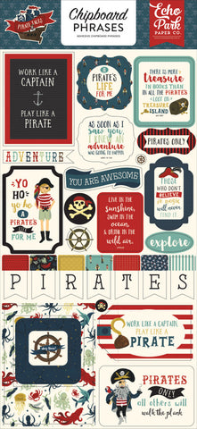 Echo Park PIRATE TALES Chipboard Phrases 27pc