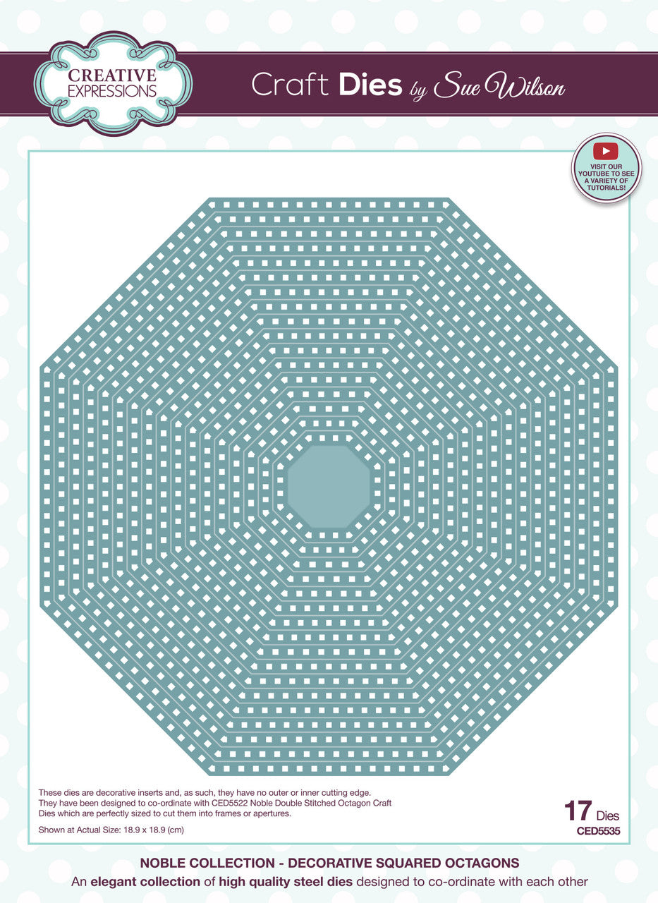 Creative Expressions NOBLE DECORATIVE SQUARED OCTAGONS Metal Craft Dies 17pc