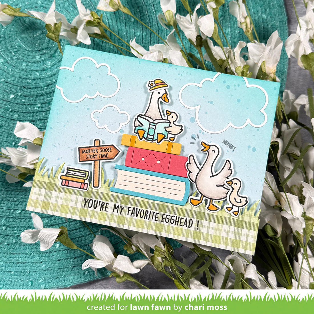 Lawn Fawn SILLY GOOSE SENTIMENT ADD-ON Clear Stamps 10pc