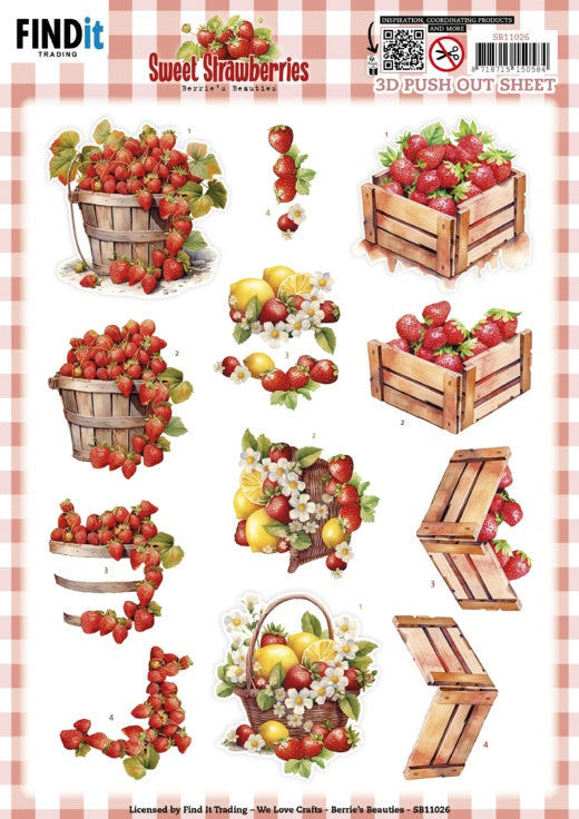 Berrie’s Beauties SWEET STRAWBERRIES 3D Push Out Diecuts