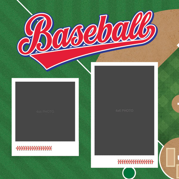 Scrapbook Customs Quick Pages BASEBALL LEFT &amp; RIGHT 12&quot;X12&quot; Scrapbook Papers