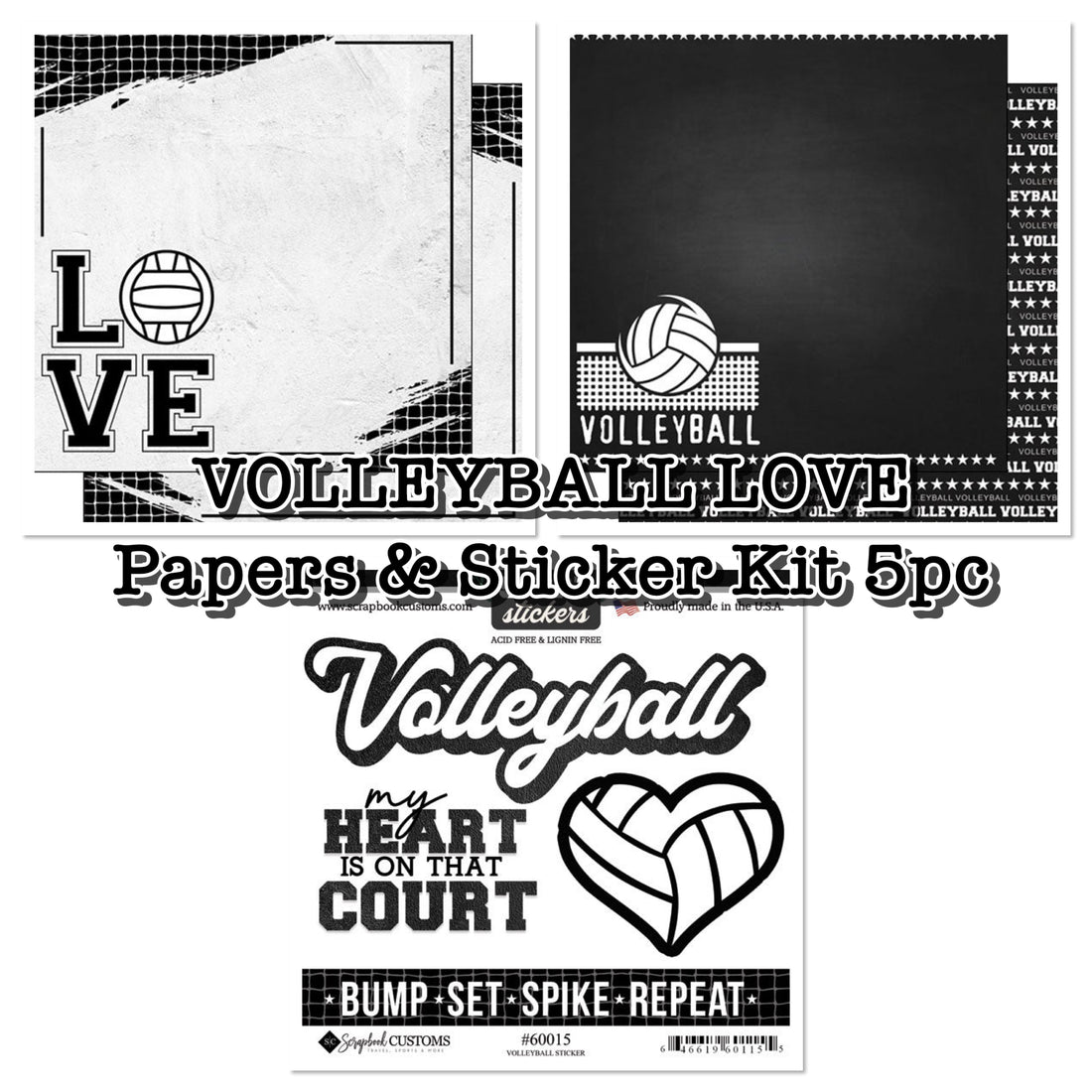 VOLLEYBALL LOVE Papers &amp; Sticker Kit 5pc