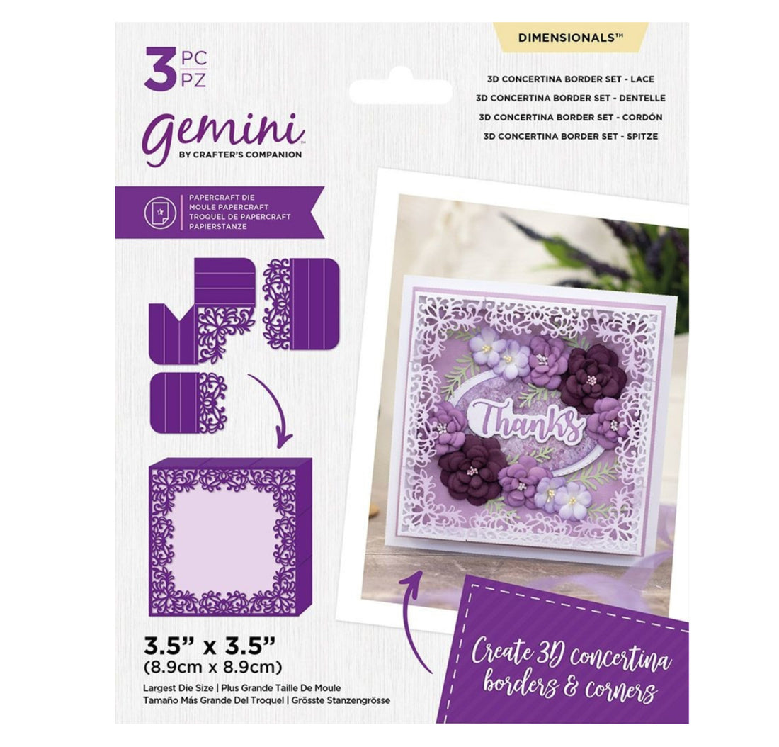 Gemini LACE 3D Concertina Boarder Set Metal Cutting Dies 3pc