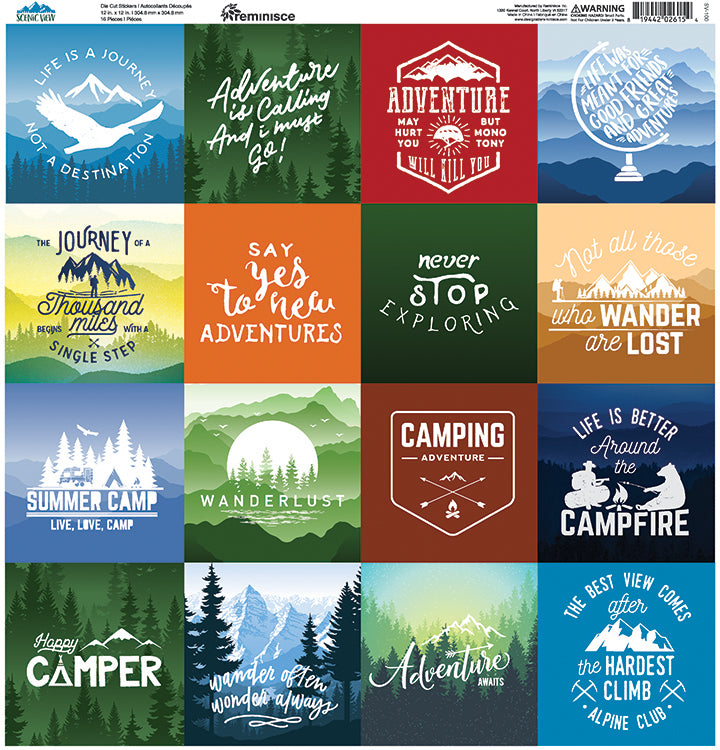 Reminisce SCENIC VIEW 12&quot;X12&quot; DieCut Stickers 16pc