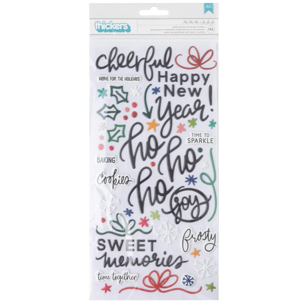Thickers HO HO HO Puffy Phrase And Accent Stickers 155pc