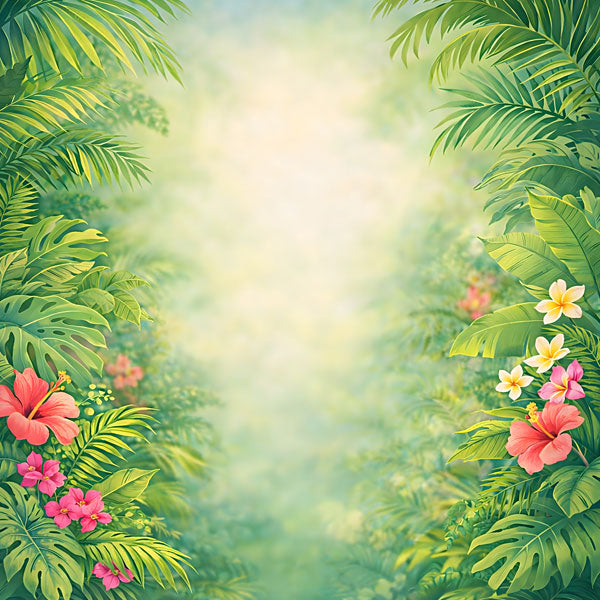 Scrapbook Customs TROPICAL FERN &amp; FLOWERS 12"X12" Scrapbook Paper