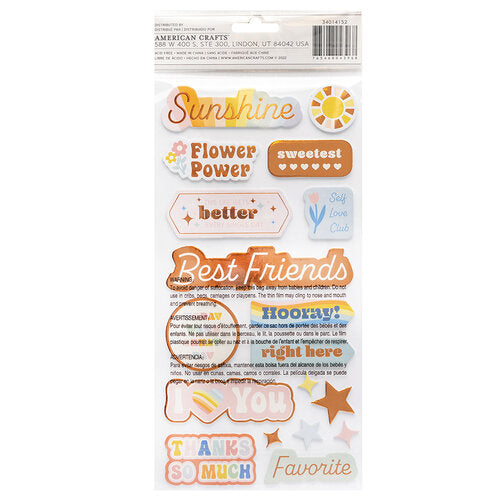 Jen Hadfield FLOWER CHILD Thickers Phrase Stickers 42pc