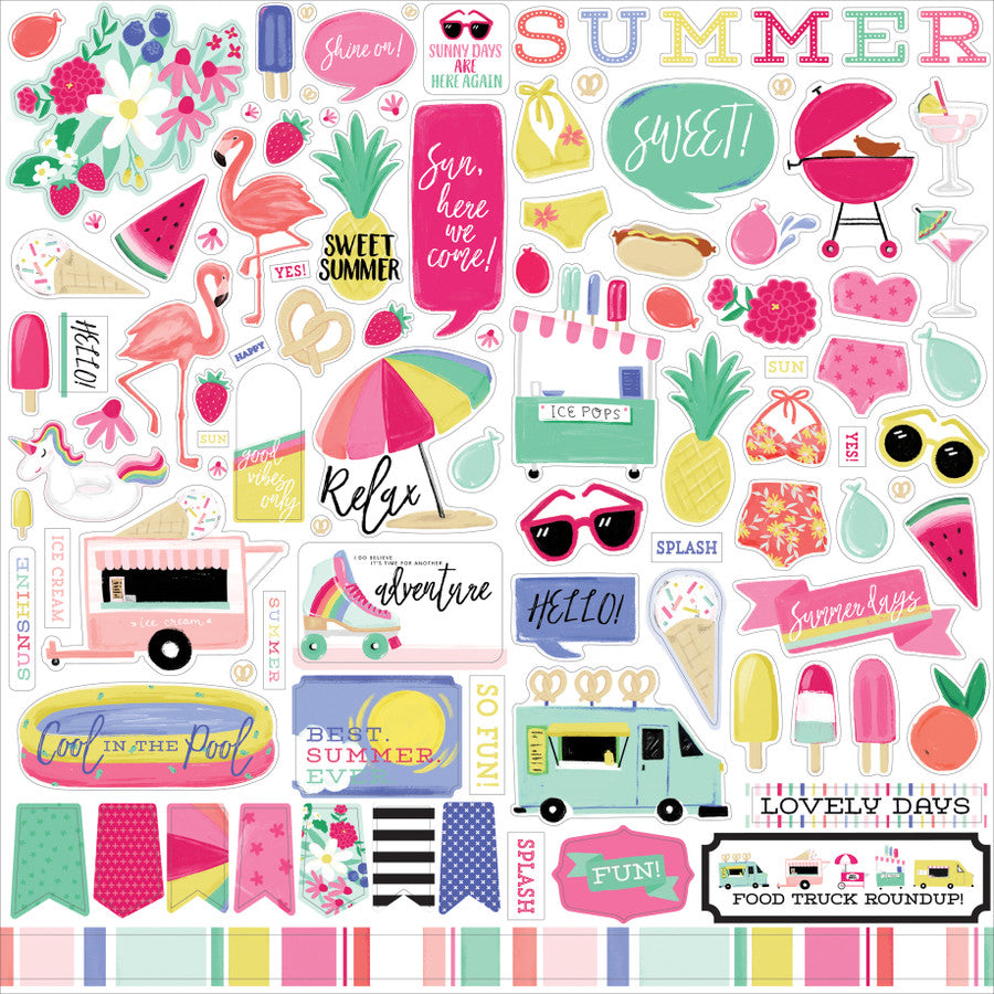 Echo Park BEST SUMMER EVER 12&quot;x12&quot; Element Sticker