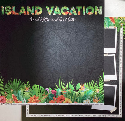 Scrapbook Customs ISLAND VACATION TROPICAL FLORAL 12X12 Scrapbook Paper