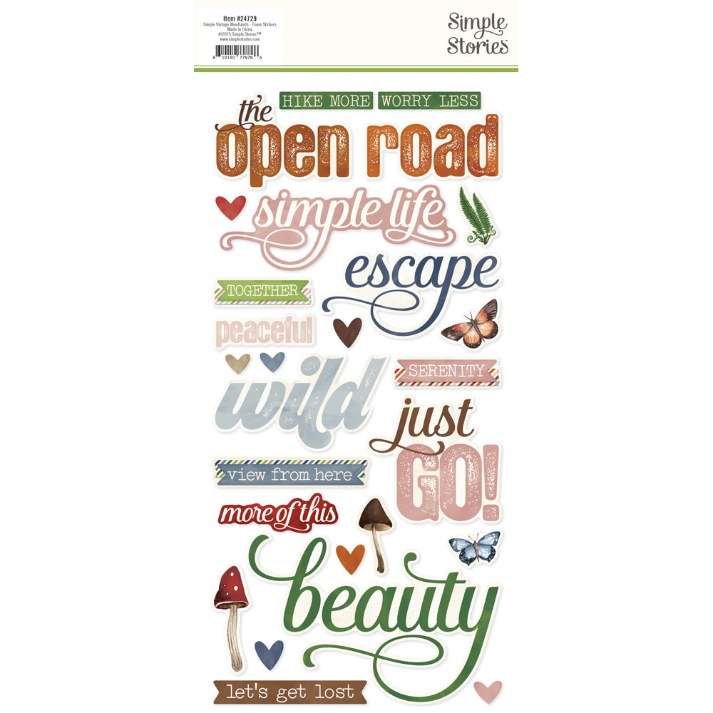 Simple Stories SIMPLE VINTAGE WOODLANDS Foam Stickers 52pc