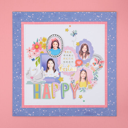 Pebbles Cool Girl PARTY DOTS 12”X12” Scrapbook Paper