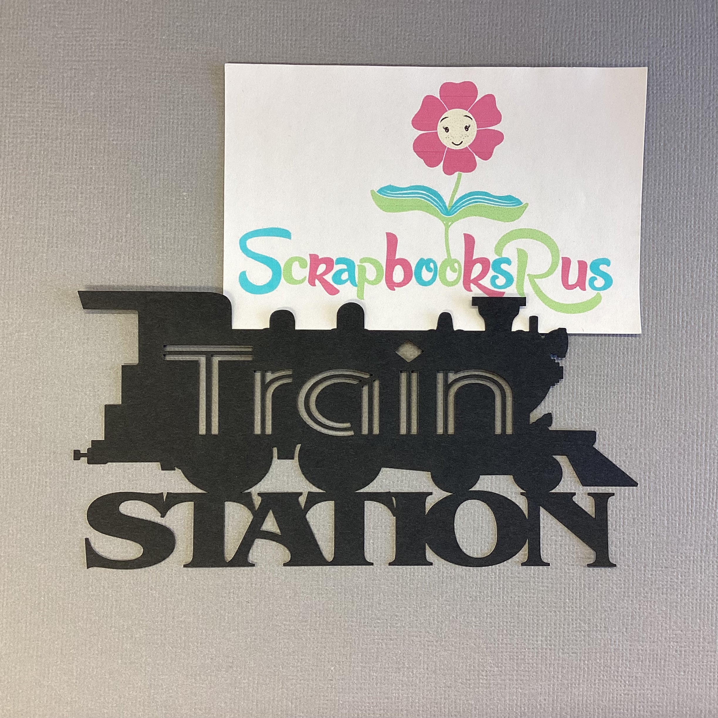 Laser Cut TRAIN STATION Diecut Scrapbook Title