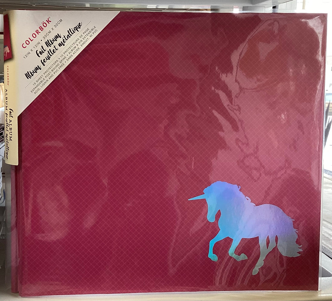 Colorbok PINK FOIL UNICORN 12”x12” Postbound Scrapbook Album