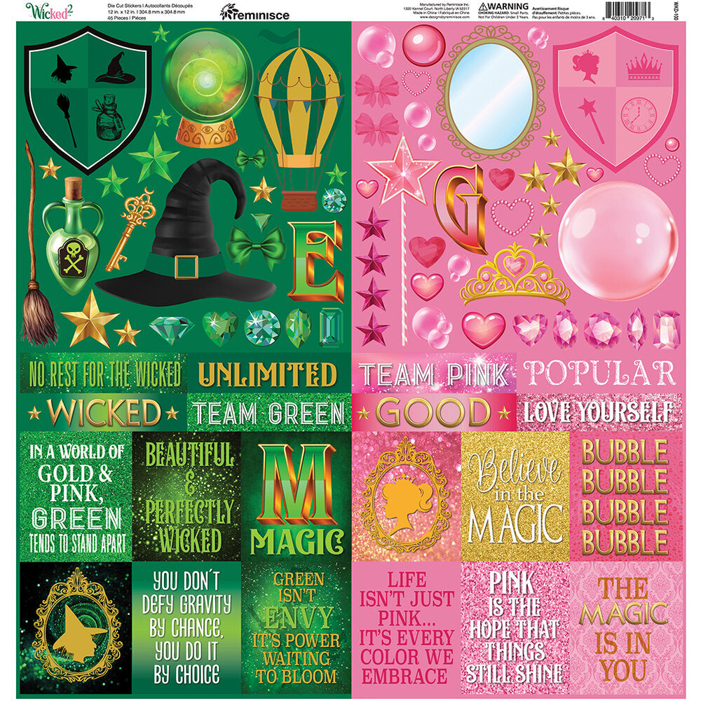 Reminisce WICKED 2 12&quot;X12&quot; DieCut Stickers 88pc