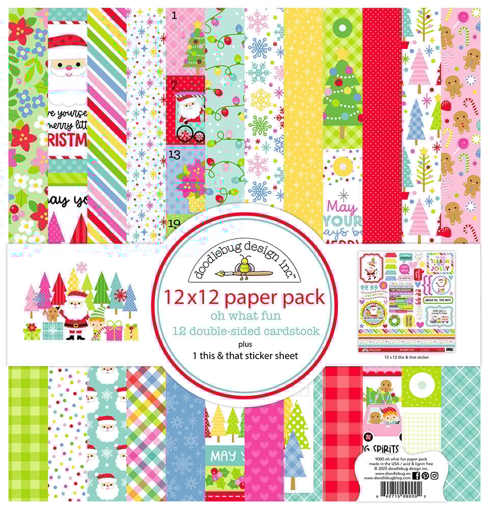 Doodlebug OH WHAT FUN 12”X12” Paper Pack 13pc