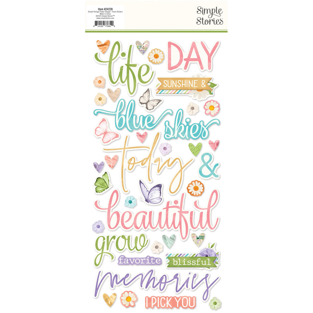 Simple Stories Simple Vintage FLOWER SHOPPE Foam Stickers