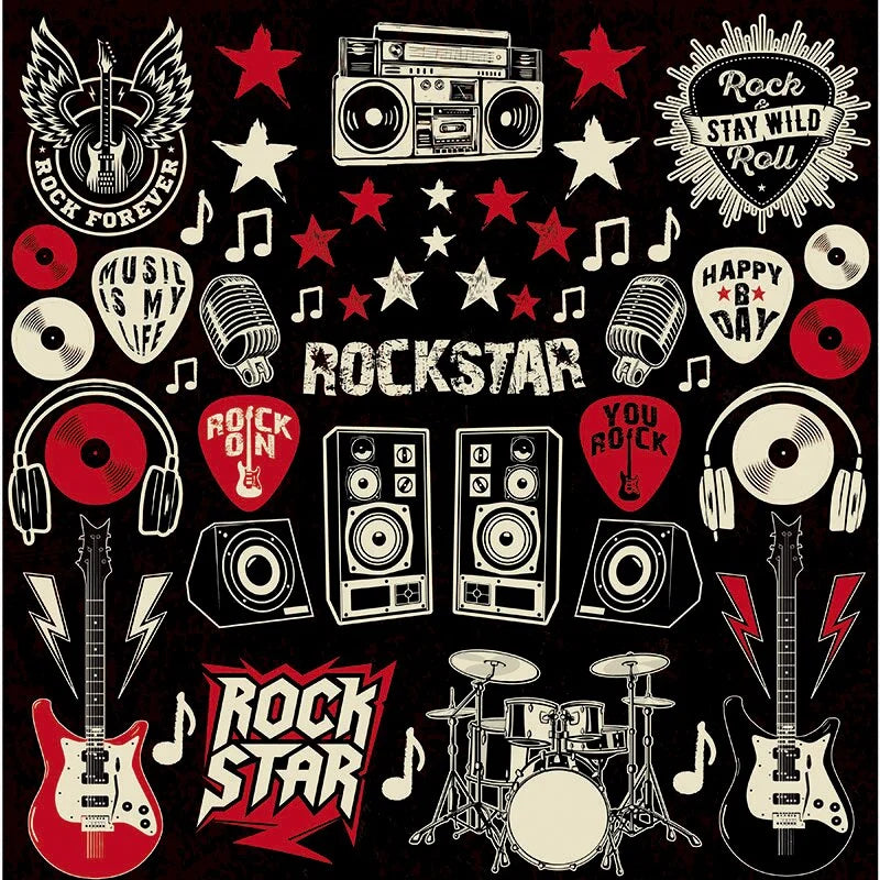 Reminisce ROCKSTAR 12&quot;X12&quot; DieCut Stickers 55pc