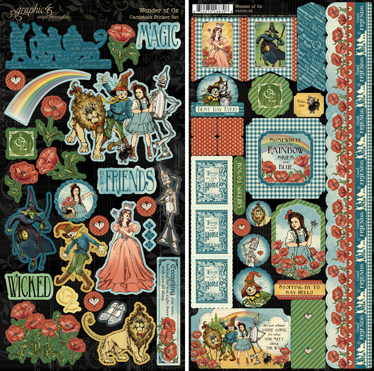 Graphic 45 WONDER OF OZ Cardstock Sticker Set