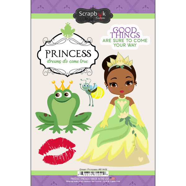 Scrapbook Customs GREEN PRINCESS Tiana Sticker 6pc