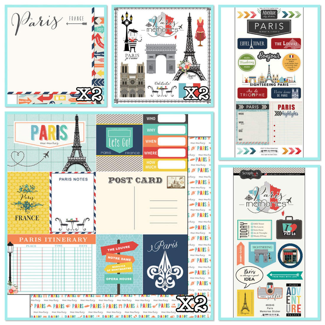 Scrapbooksrus PARIS MEMORIES 12”X12” Scrapbook Kit