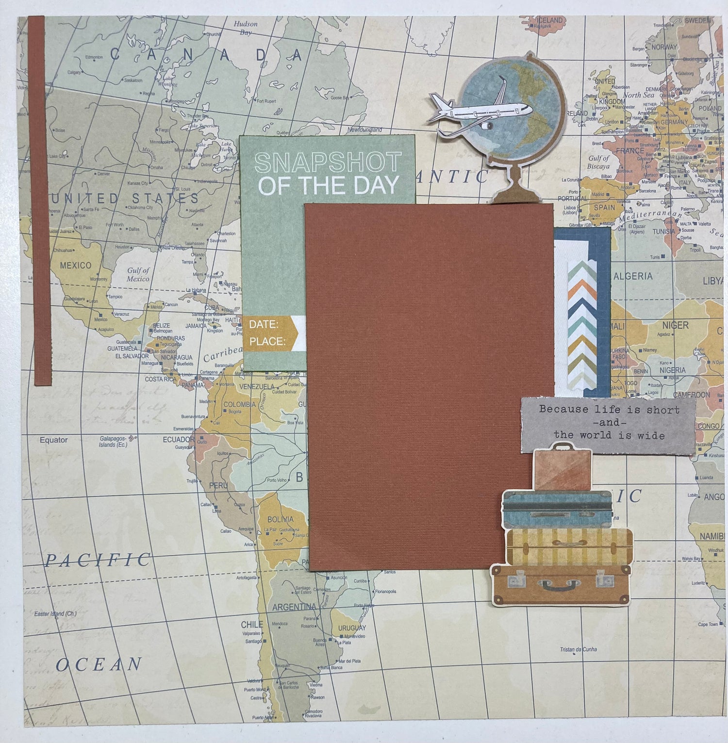 Photoplay Travelogue WANDERLUST 12X12 Scrapbook Paper @Scrapbooksrus Easy Layout