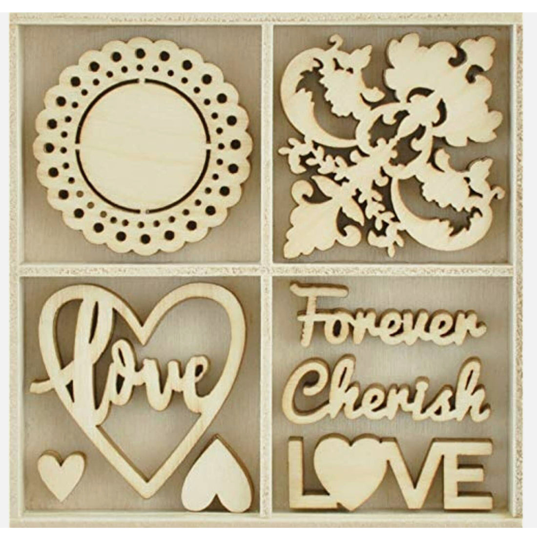 Kaisercraft BE MINE Wooden Flourishes Pack 40pc