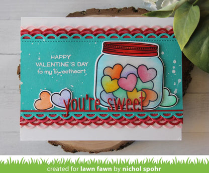 Lawn Fawn HOW YOU BEAN? CONVERSATION HEART ADD-ON Stamps &amp; Die SET