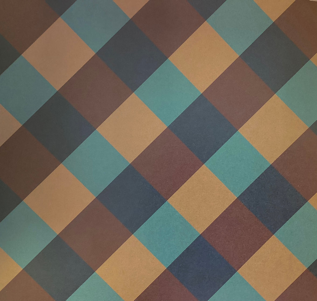 BIG PLAID Brown Blue 12”X12” Scrapbook Paper